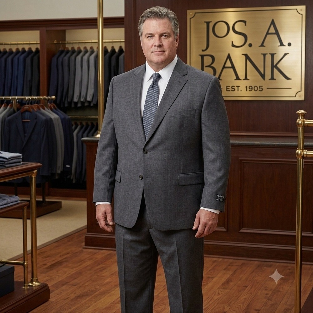 Jos A Bank 1905 Suit Mens 52R 47W Grey 100% Wool Tailored Fit 2pc Set